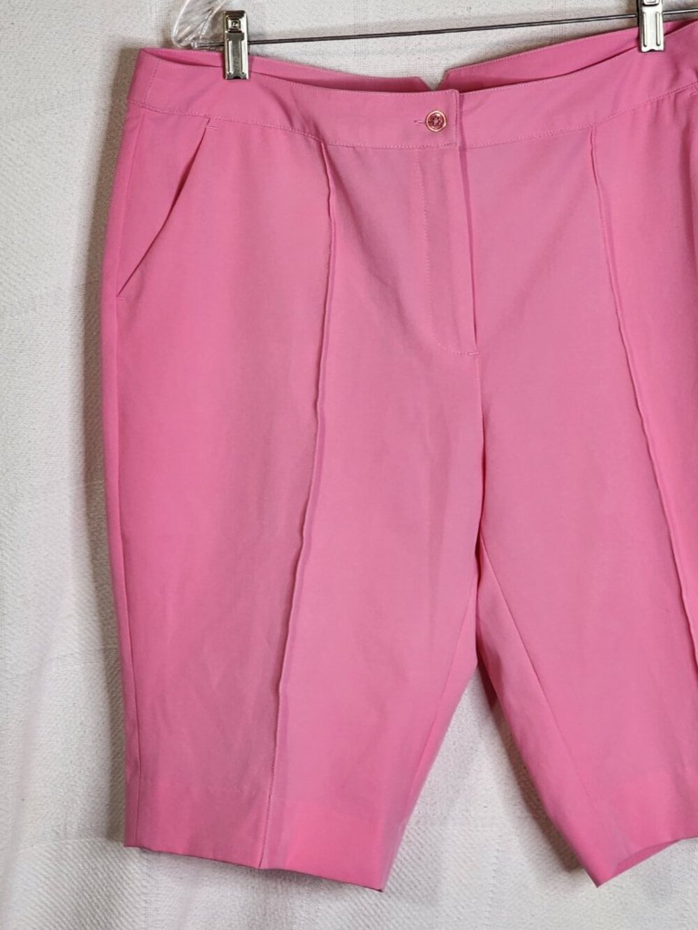 EP Pro Flirt Pink 23" Poly Span Pro Stretch Pleated Pocketed Golf Shorts Size 14 - Picture 3 of 16